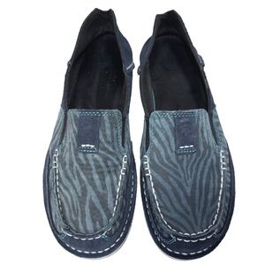 Ariat Womens Cruiser Loafers Blue Suede Slip On Zebra Print Shoes Size 8